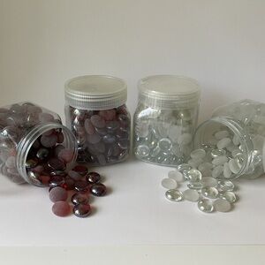 IKEA Parlor Decorative Glass Pebbles Beads Red & Clear
4 Jars